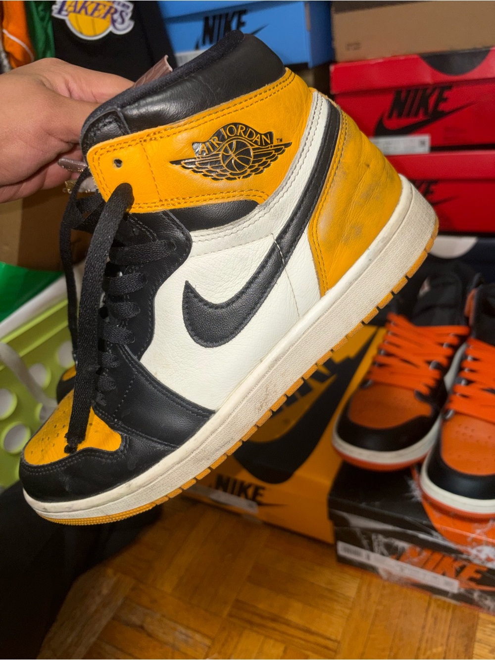 Jordan 1 High Top Sneakers - Black/White/Yellow